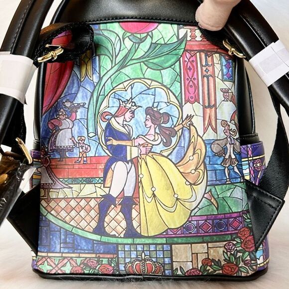 Beauty & Beast Stained Glass Castle Backpack, Wallet & Cardholder Loungefly NWT - Picture 5 of 16